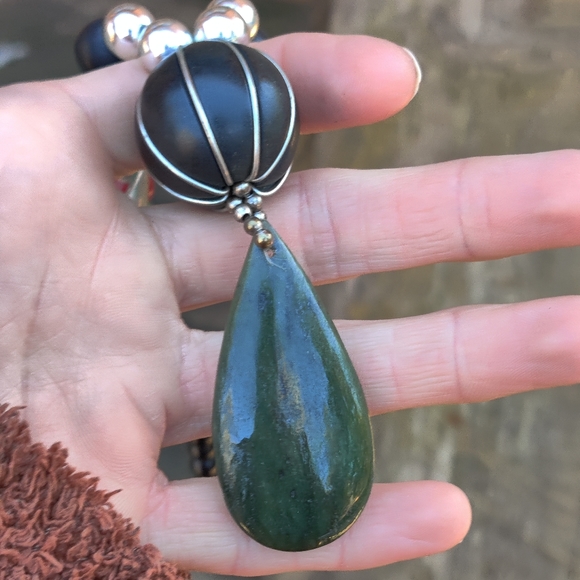 RARE Vintage Alexis Kirk Nephrite Jade Pendant Necklace - Picture 6 of 14